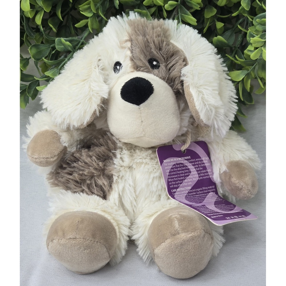 Warmies Puppy Dog Microwavable Plush Lavender Scented Weighted Heating Pad Cream - Picture 2 of 9